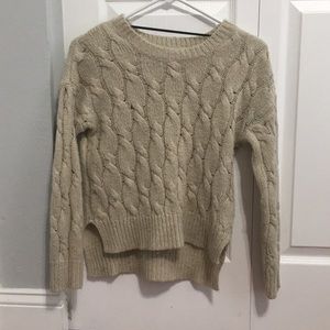 Tan high low chunky sweater